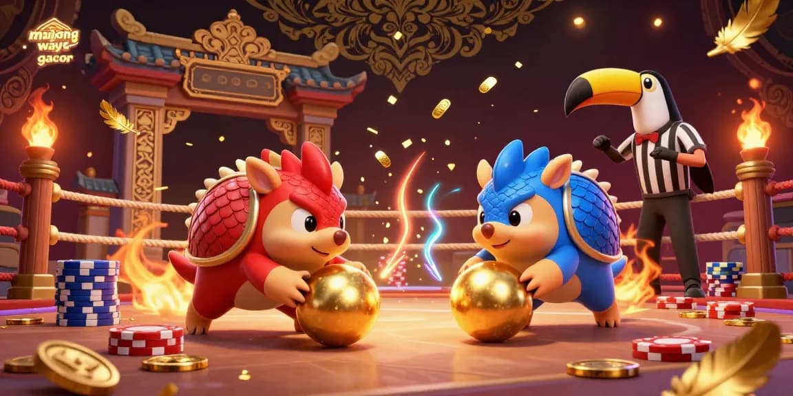 Experience the thrill of mahjong ways gacor as pangolins bowl through poker chips and golden coins.