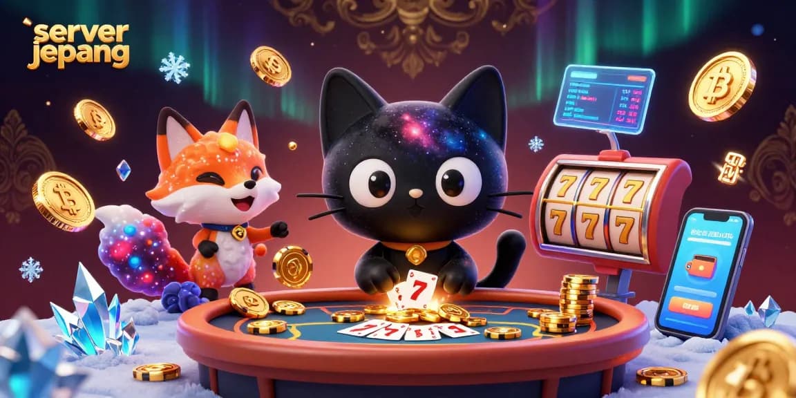 Experience thrilling gameplay with server jepang at a cosmic casino, featuring vibrant slots and crypto elements.