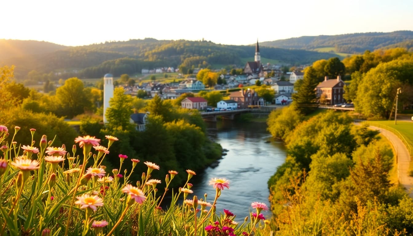 Scenic view highlighting Clarksburg's natural beauty with vibrant colors and inviting landscapes.