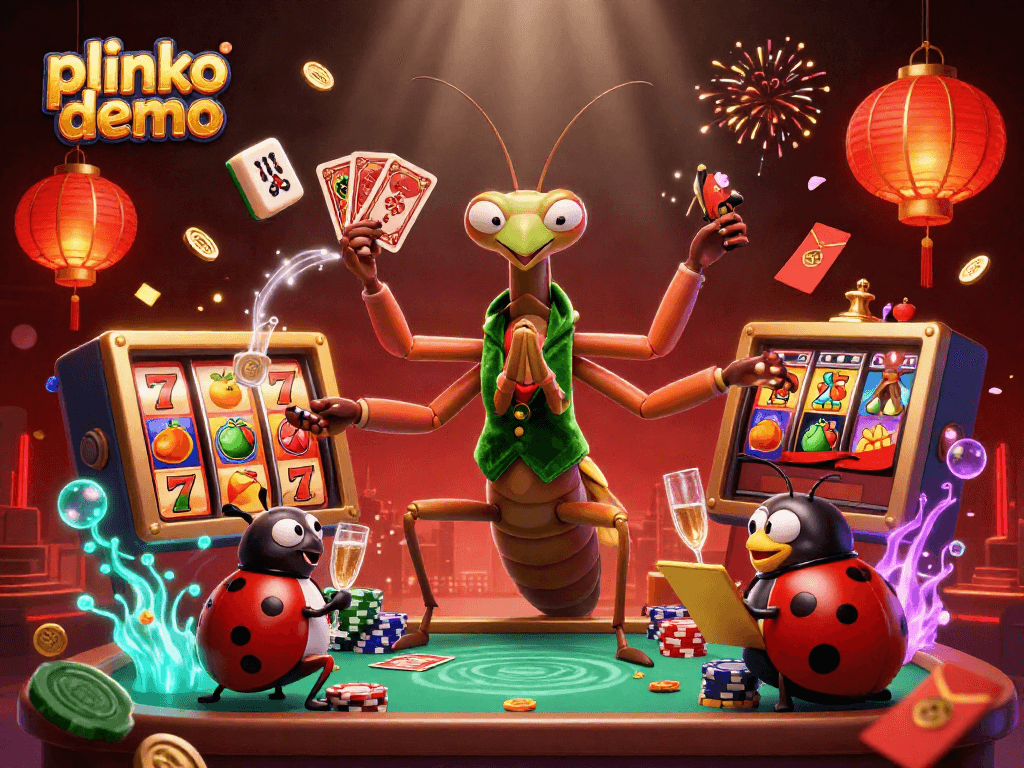 Engaging plinko demo featuring animated characters in a vibrant casino setting.