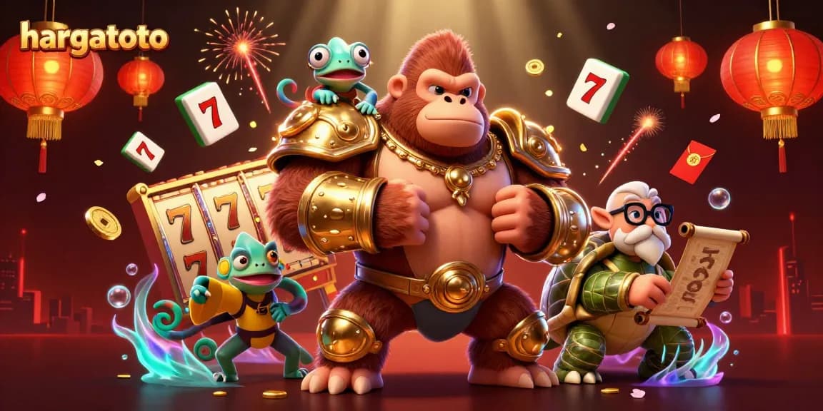 Experience thrilling gameplay at hargatoto with dynamic slot reels, colorful 3D characters and festive decorations.