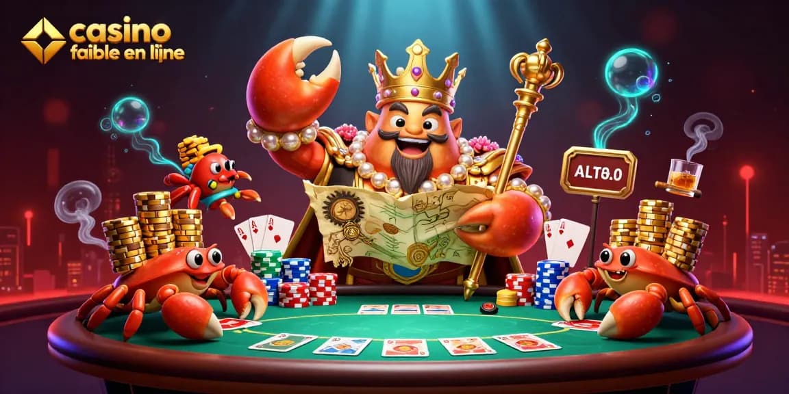 Découvrez le monde fascinant des jeux au casino fiable en ligne avec un crabe empereur doré.