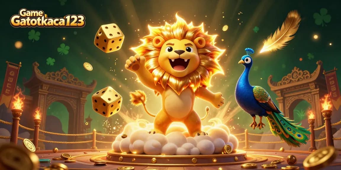 Experience excitement and winning with Game Gatotkaca123 in this vibrant casino-themed illustration.