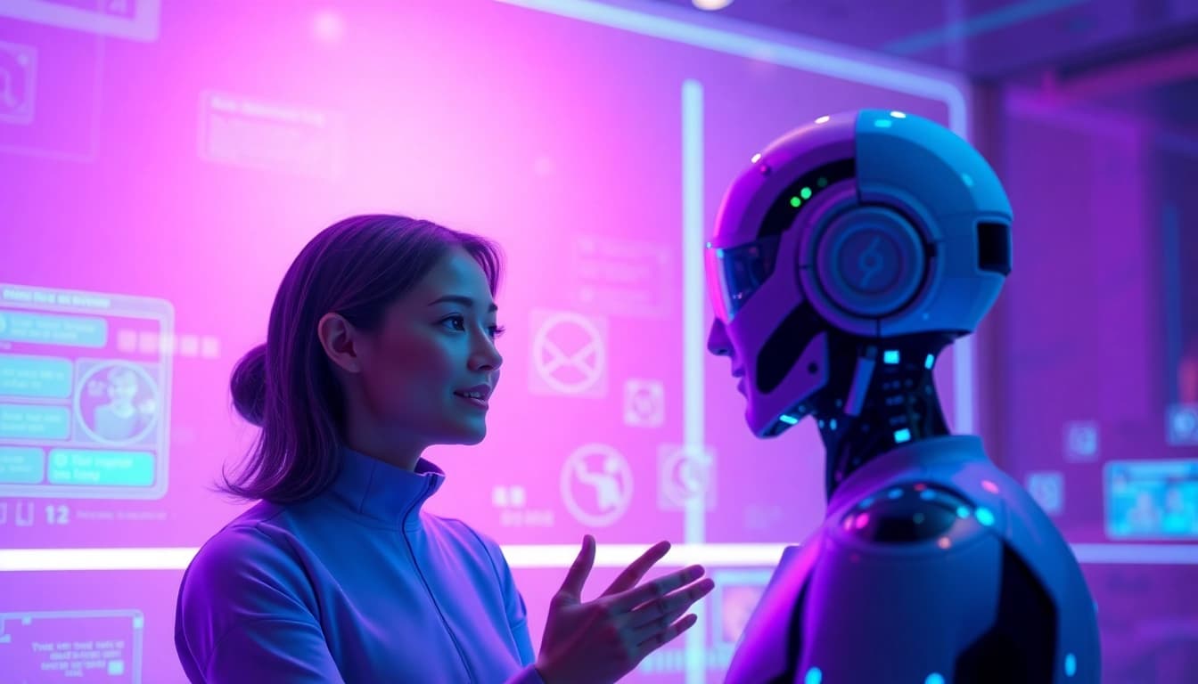 AI sex environment showcasing a digital companion interface with vibrant colors and intimate dialogue.