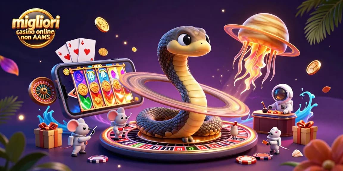 Scopri i migliori casino online non AAMS mentre astronauti scommettono alla roulette dell'universo.