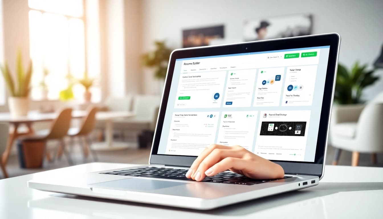Create a standout resume using the innovative Resume Builder available on a sleek laptop.