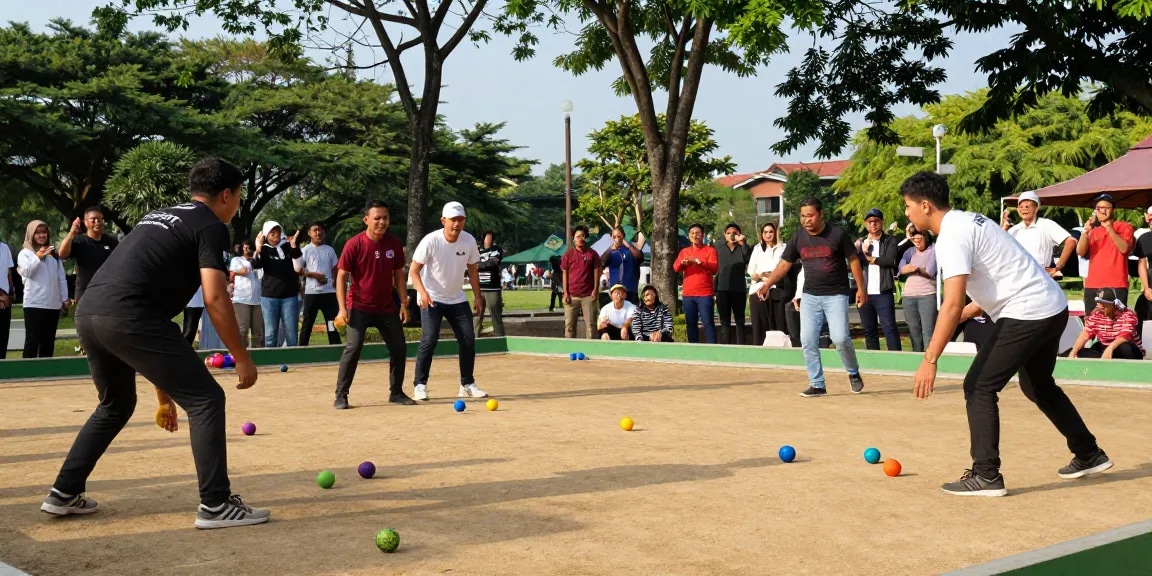 Turnamen petanque di fopikotabontang.org, pemain bersemangat beraksi di lapangan