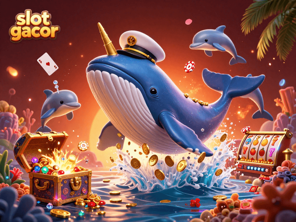 Permainan slot gacor dengan paus 3D dan lumba-lumba di dunia penuh koin emas