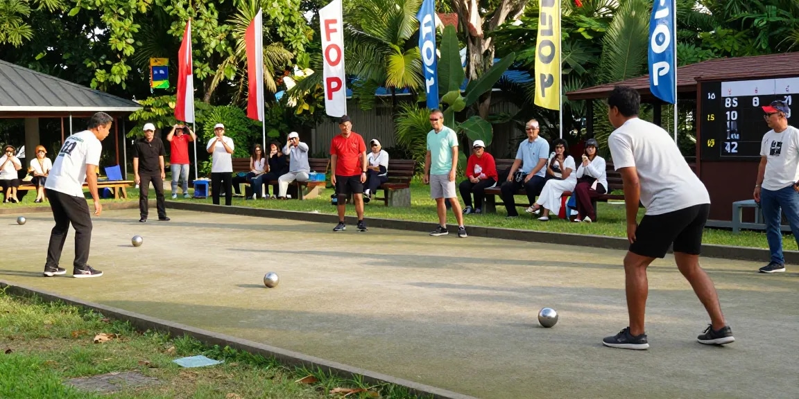 Lapangan petanque FOPI Kota Bitung dengan pemain penuh semangat di fopikotabitung.org