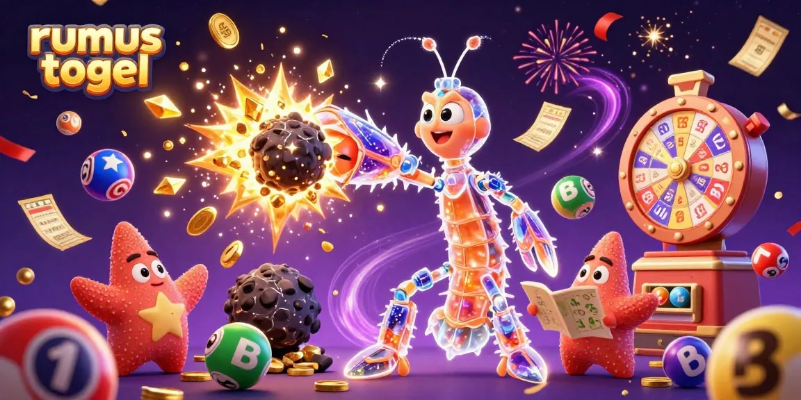 Engage with rumus togel strategies in a vibrant 3D illustration showcasing dynamic lottery elements.