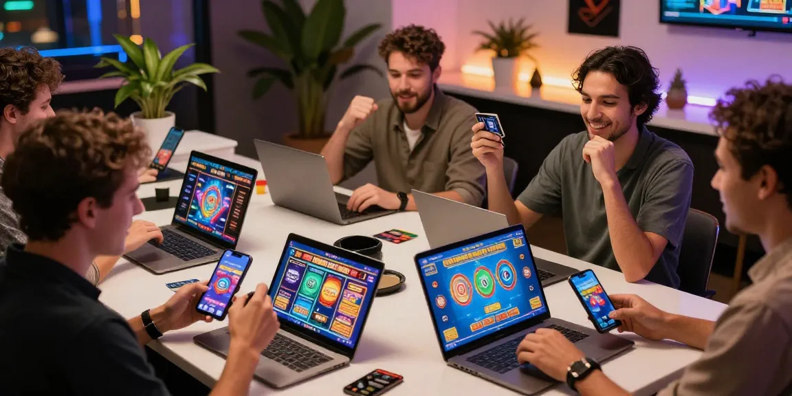Engaging scene of players enjoying diverse games at credit card casinos on https://chps.org.uk/ devices, highlighting excitement and variety.