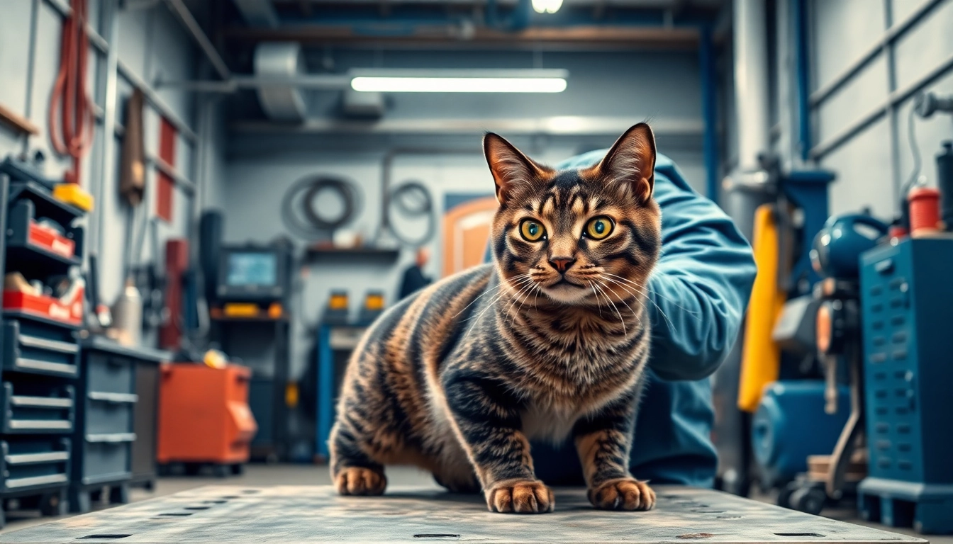 Gato hidráulico Beta mostrando su diseño mientras un técnico trabaja.