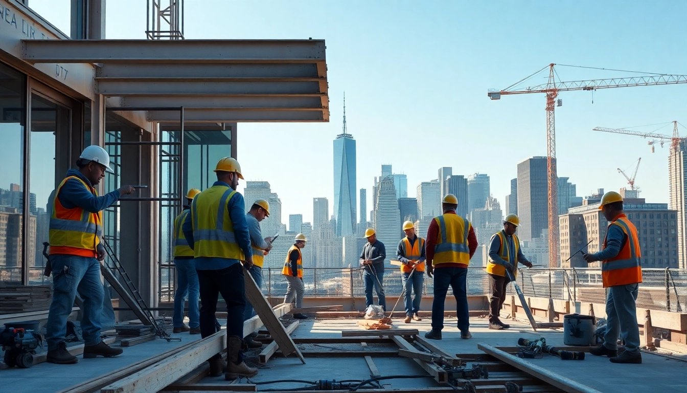Manhattan General Contractor team collaborating on a construction site in New York.