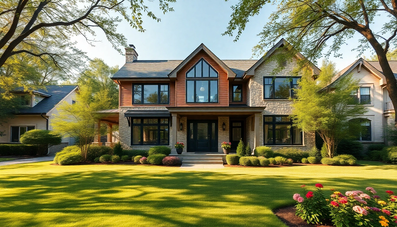 Visual representation of the Rock View Road Revival, showcasing modern architectural beauty surrounded by vibrant landscaping.