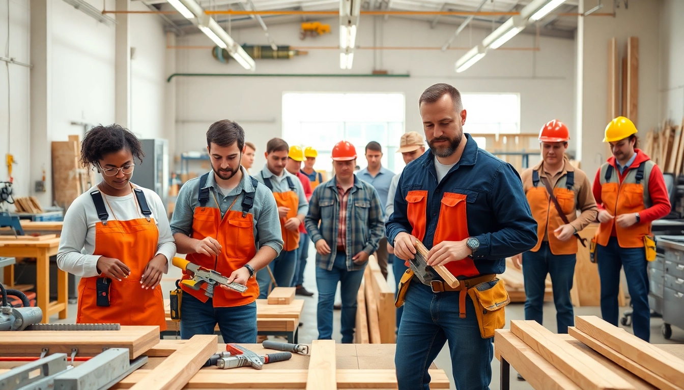 Apprentices engaged in a contractor apprenticeship program, enhancing skills through hands-on training.