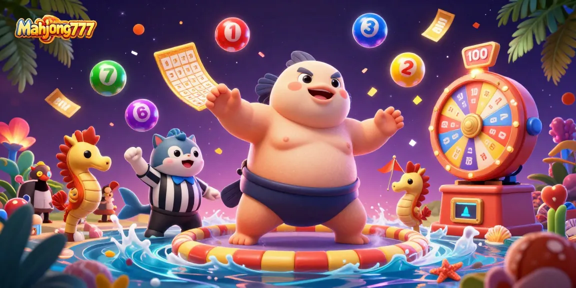 Experience thrills with mahjong777 as cartoon characters celebrate wins in a vibrant underwater casino scene.
