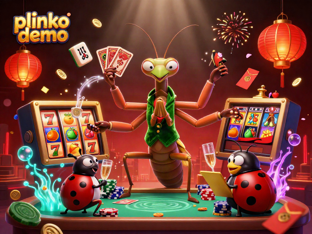 Engaging plinko demo featuring animated characters in a vibrant casino setting.