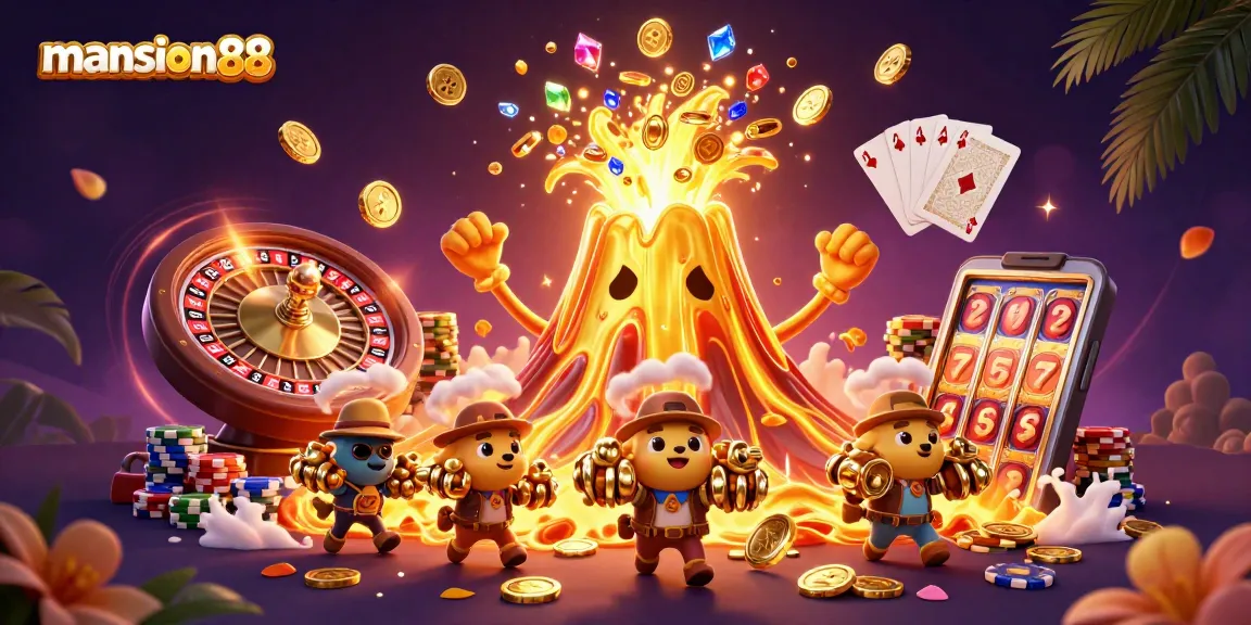 Engage in thrilling gaming adventures at mansion88 with a vibrant eruption of coins and treasures.