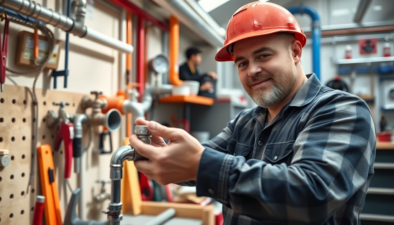 Installateur von sonni sanitär GmbH demonstriert hochwertige Produkte in modernem Workshop.