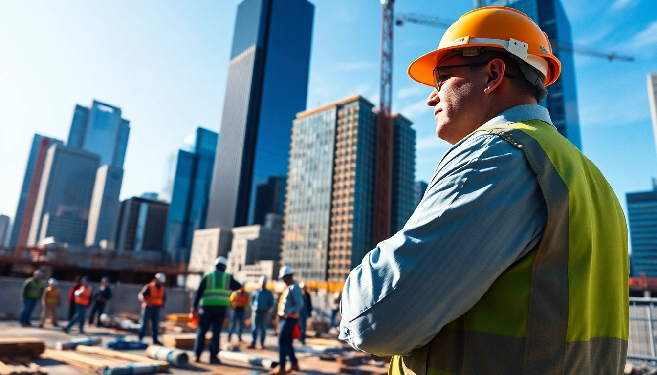 New York Commercial General Contractor managing a busy construction site, highlighting teamwork and professionalism.