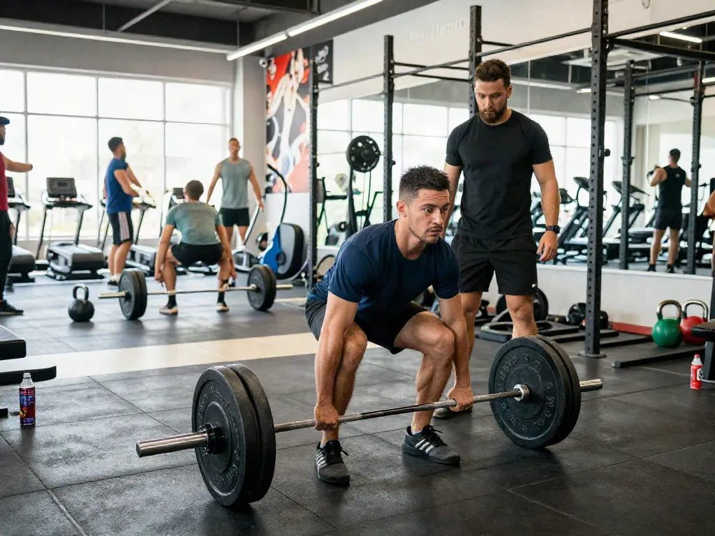 An athletic man lifting weights at the gym, showcasing dedication required for anabolizzanti online.