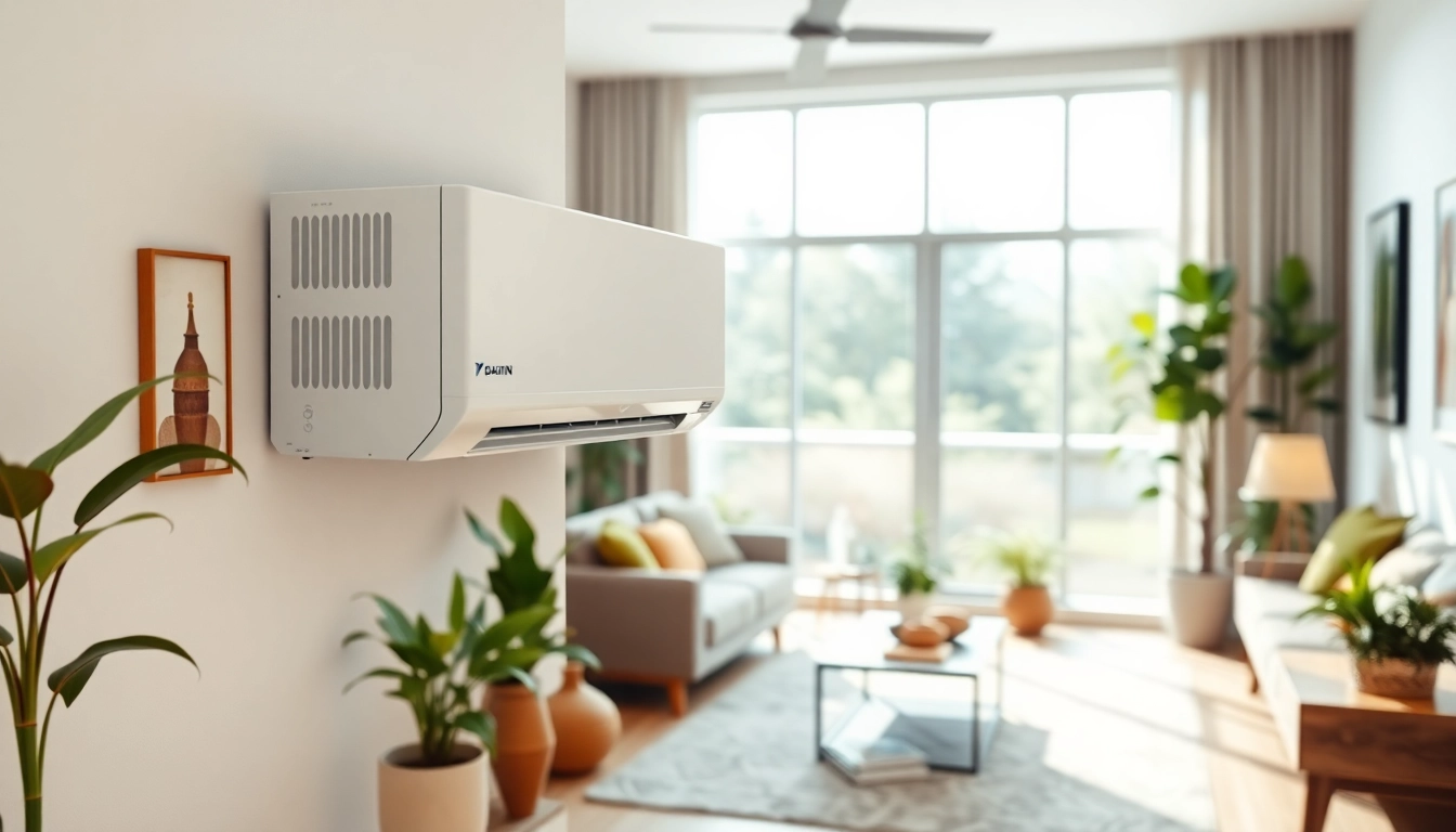 Enhance comfort with the Daikin mini split AC unit in a stylish modern living room.