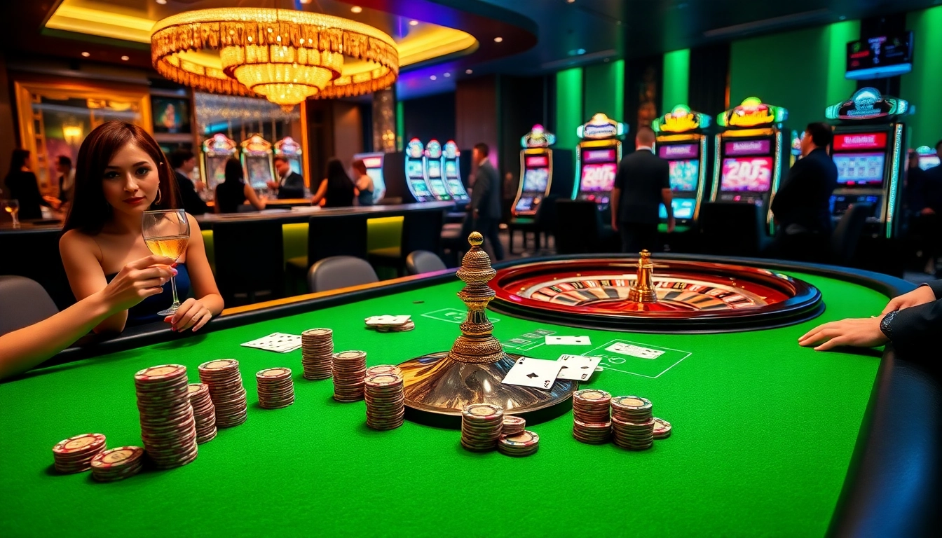 Vivez l'excitation du casino en ligne France avec des joueurs engagés dans une partie de poker à enjeux élevés à une table luxueuse.