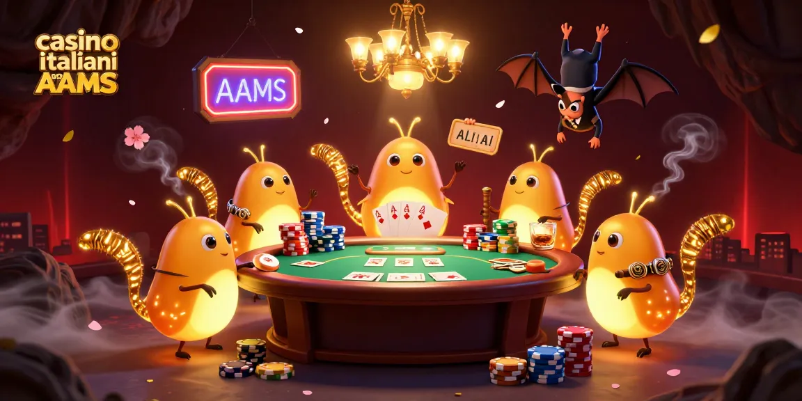 Crea un'atmosfera vivace nei casino italiani non AAMS con luminescenti vermi e un venditore pipistrello mentre giocano a poker.