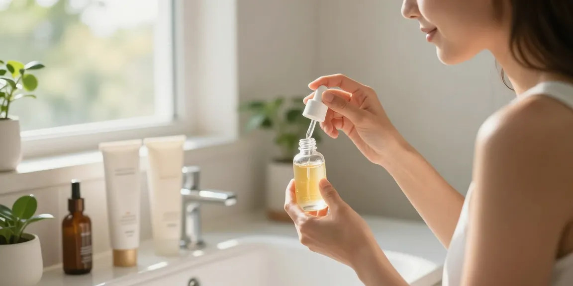 Aplicarea produselor de îngrijire a pielii în băi luminoase, evidențiind autoîngrijirea și frumusețea.