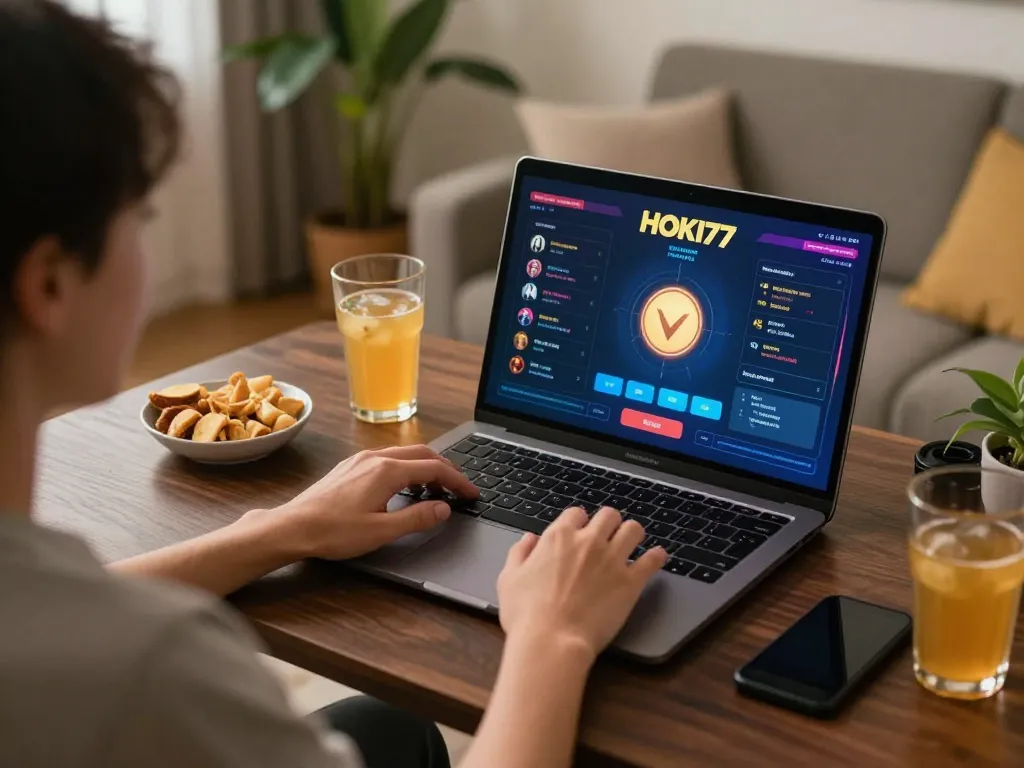 Terlibat dalam permainan online di HOKI77 heylink dengan fokus pada strategi taruhan