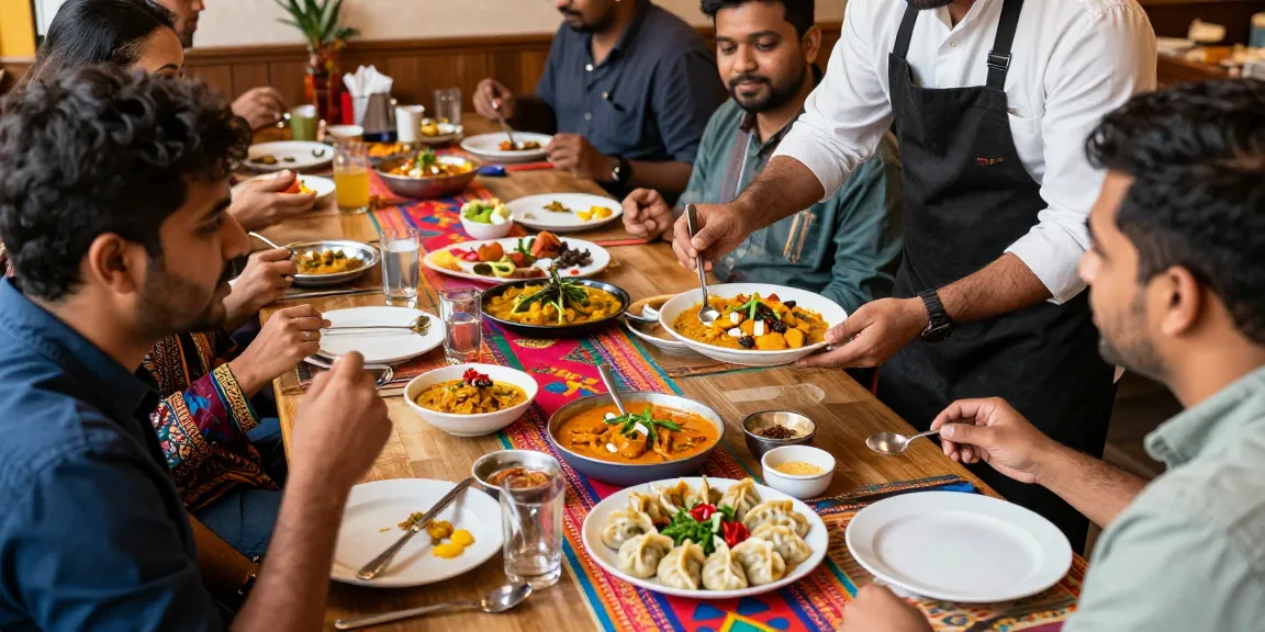 Indulge in rokok88's authentic Indian curry and premium Nepalese momo in a lively restaurant setting.