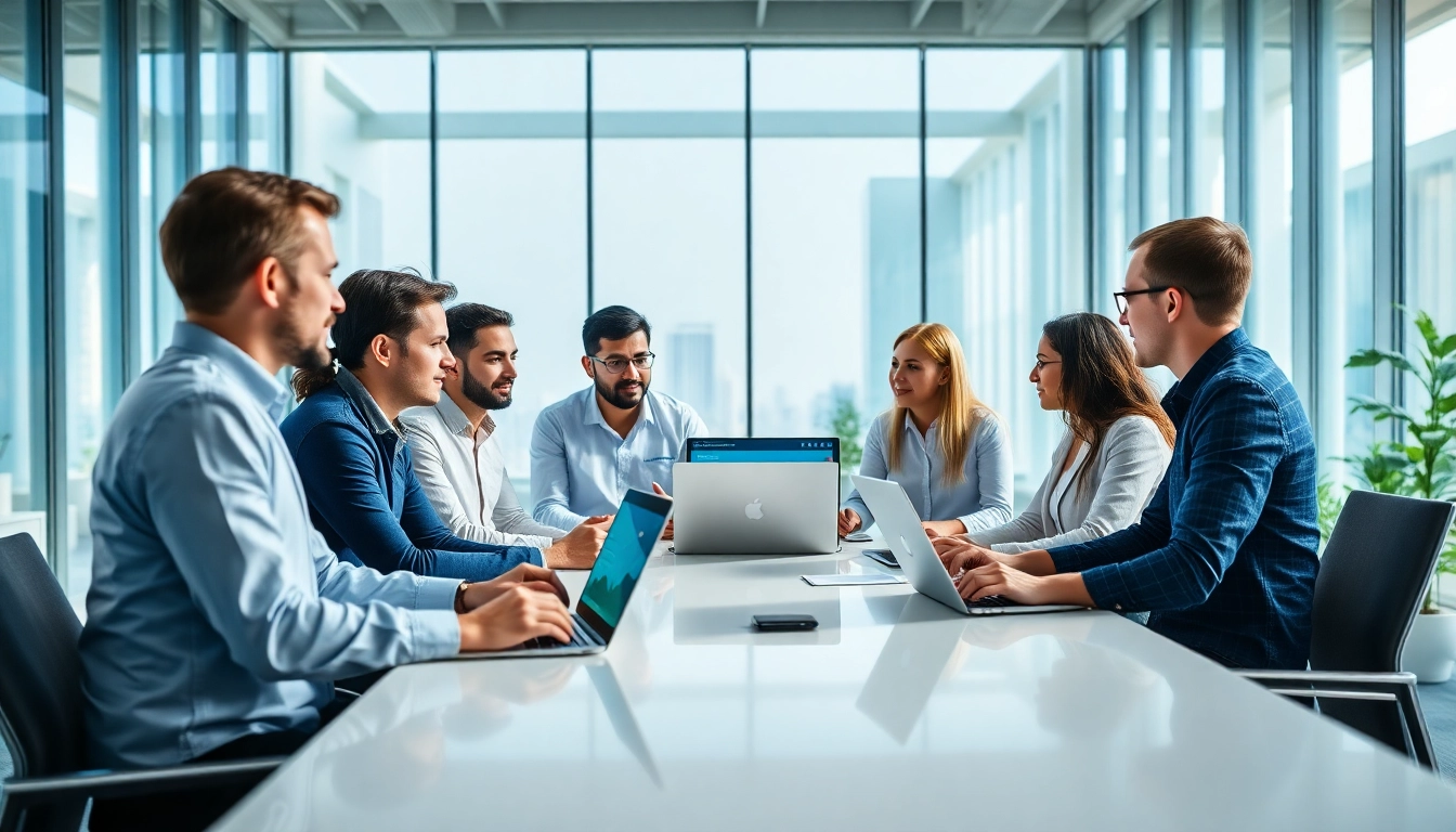 IT managed IT services Lakeland team actively collaborating in a modern office.