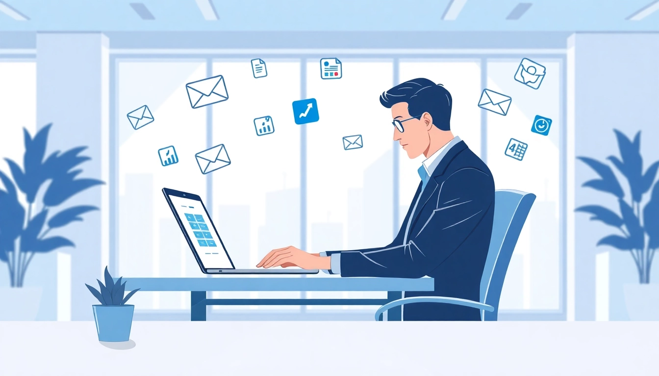 Extract emails quickly using a linkedin email scraper, showcasing a person at a laptop.
