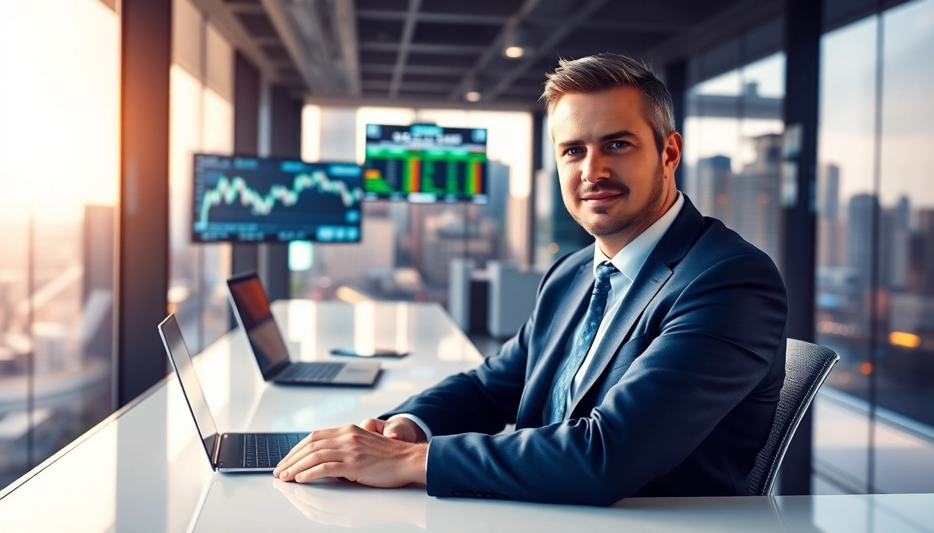 Mark Baum analyzing financial trends in a modern office setting.