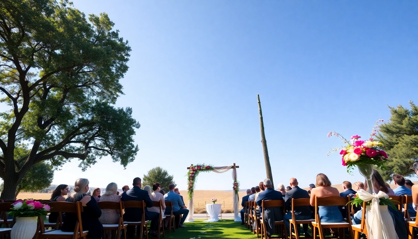 Celebrate Clarksburg ca weddings with an elegant outdoor ceremony featuring floral decor and greenery.
