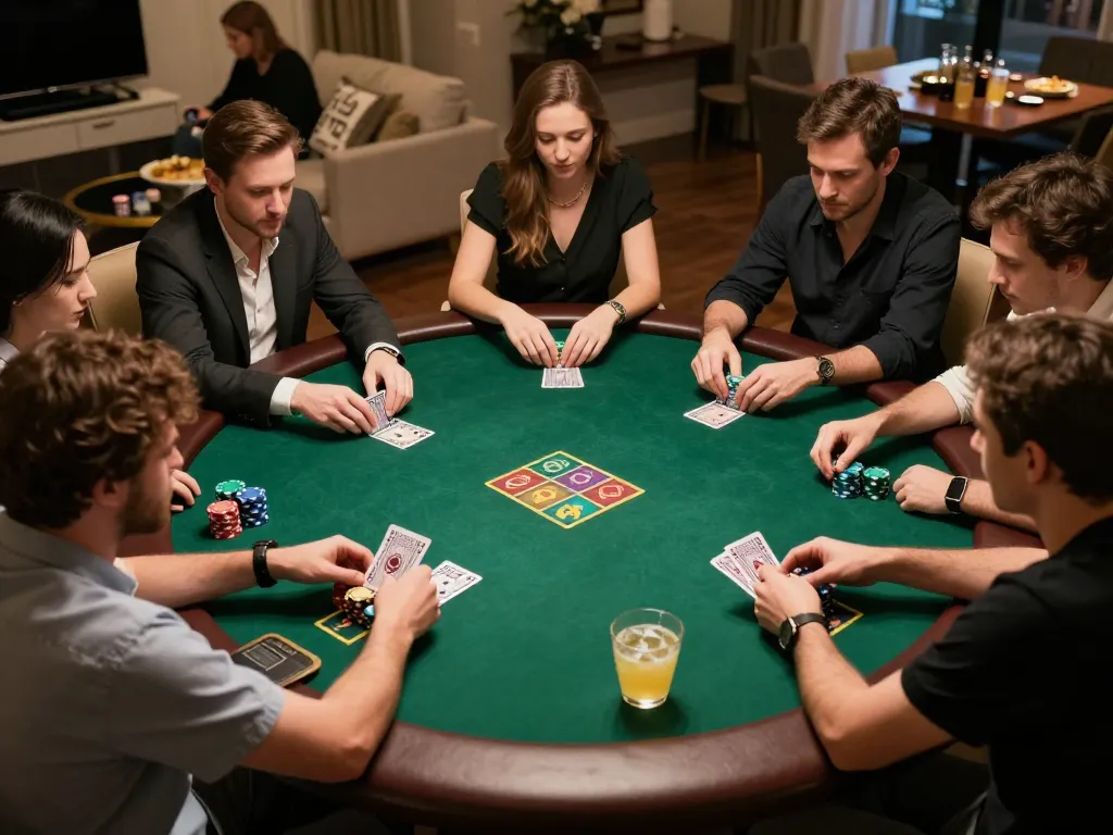 Players strategizing at a poker table during an exciting sunwinapk gaming night