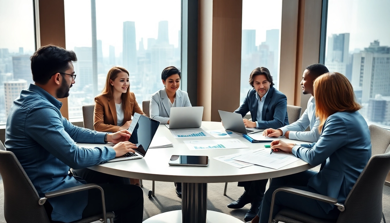 Engaging discussion on growth strategy trends in a modern business meeting setting.