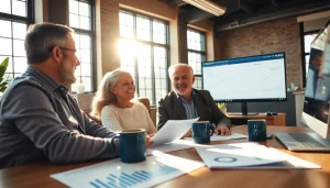 Guide couples in retirement planning San Antonio with expert financial advice in a modern office.