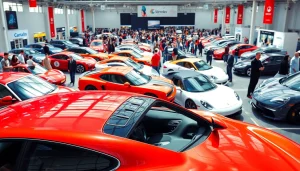 Explore impressive vehicles at the Auto Cars Show with an engaging crowd and vibrant displays.