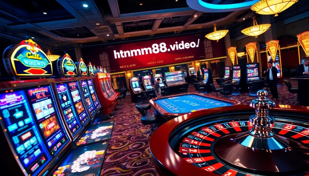 Experience the thrill of betting at the casino with vibrant games and the keyword https://mm88.video/ showcased prominently.