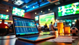 Explore the best sports betting sites Mexico with a dynamic online betting setup in an engaging sports bar atmosphere.