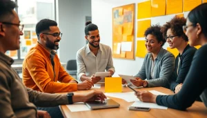 Engage with creative concept development as a team collaborates in an inspiring office setting.