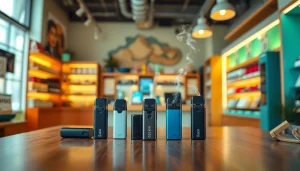 Erkunden Sie die trendigen hqd pods in einem eleganten Vape-Shop mit stilvollem Ambiente.