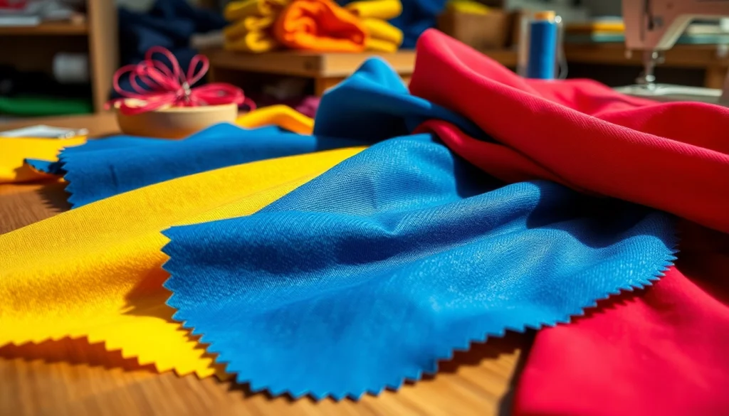 Katoen stoffen in verschillende kleuren mooi gepresenteerd op een houten tafel