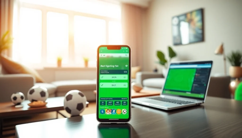 View of a sleek smartphone displaying the best sports betting sites India, set in a cozy living room.