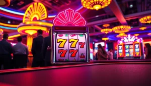 Menangkan pakde4d slot dengan mesin slot berwarna-warni dan suasana kasino yang meriah.