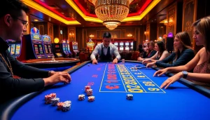 Betting thrill at the BK8 casino table with poker chips and roulette wheel.