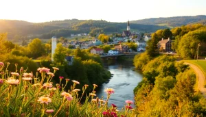 Scenic view highlighting Clarksburg's natural beauty with vibrant colors and inviting landscapes.