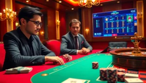 Play thrilling games with Nhà cái vua99 at a luxurious casino featuring vibrant poker action.