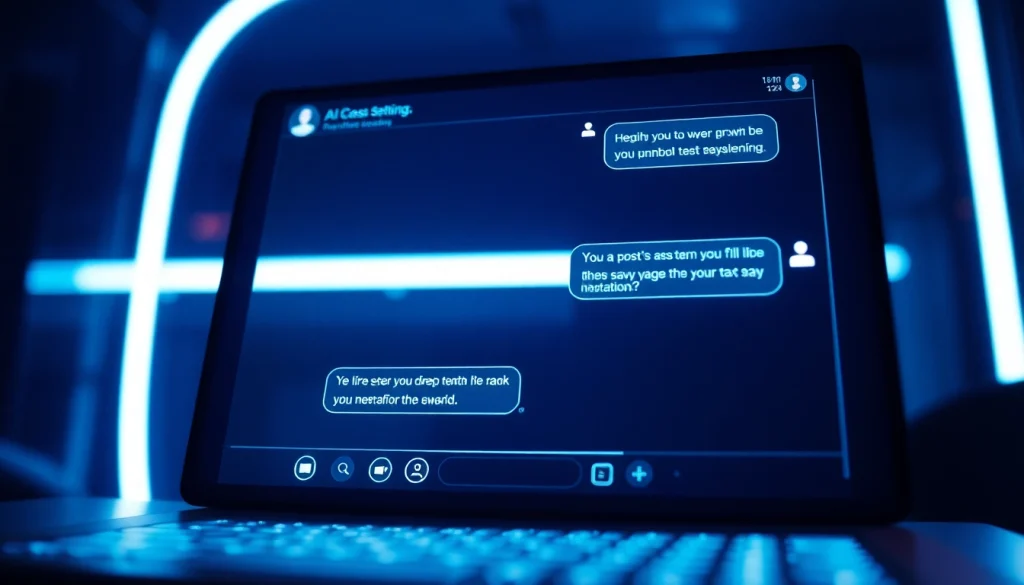 Engaging digital chat screen illustrating ai sexting with a futuristic AI companion in a captivating setting.